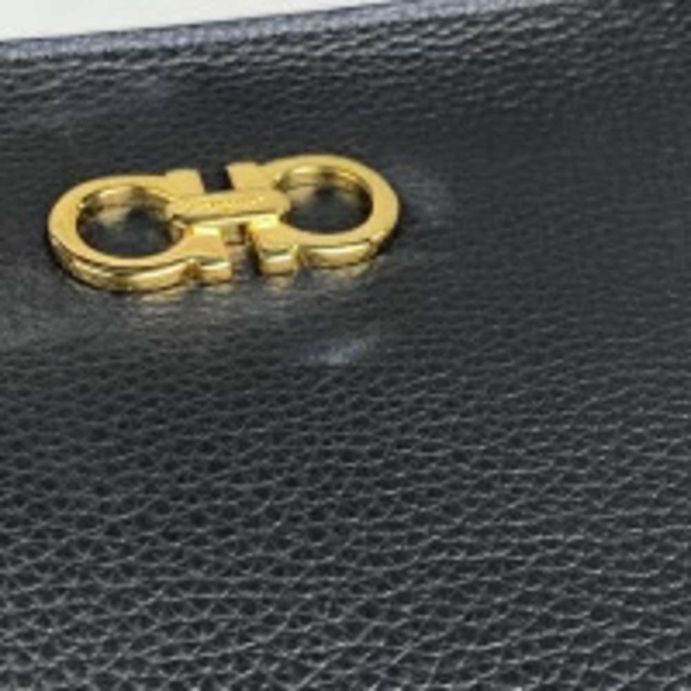 Salvatore Ferragamo Gancini Tote Bag Handbag Leather Black - Picture 5 of 7